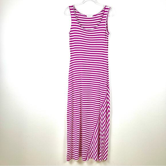 Calvin Klein Maxi Tank Dress Purple / Magenta & White Striped Stretchy  - Small - Picture 8 of 8